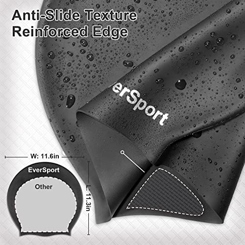 Large Waterproof Swim Cap for Braids Dreadlocks Women Men Black