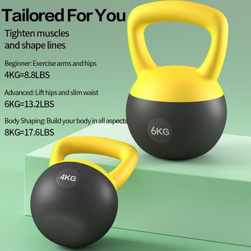 Soft Kettlebell 5lb 10lb 20lb, Strength Training Kettlebells for Womens, Kettle Bell with Iron Sand Filled, Non-Slip Handle Weights for Home Gym Workout (13.2, Pounds)