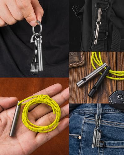 Titanium Emergency Whistle 120dB with Lanyard - Gray 2PCS