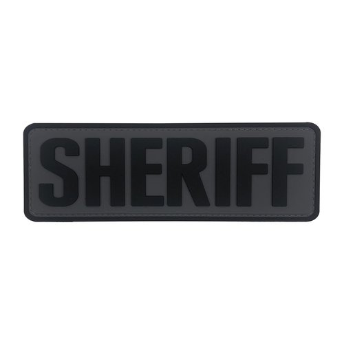 uuKen PVC Sheriff Patch 6x2 inches with Hook Fastener Back for Tactical Vests Clothing Jackets Bags Backpacks (Gray Background, Medium 6"x2")