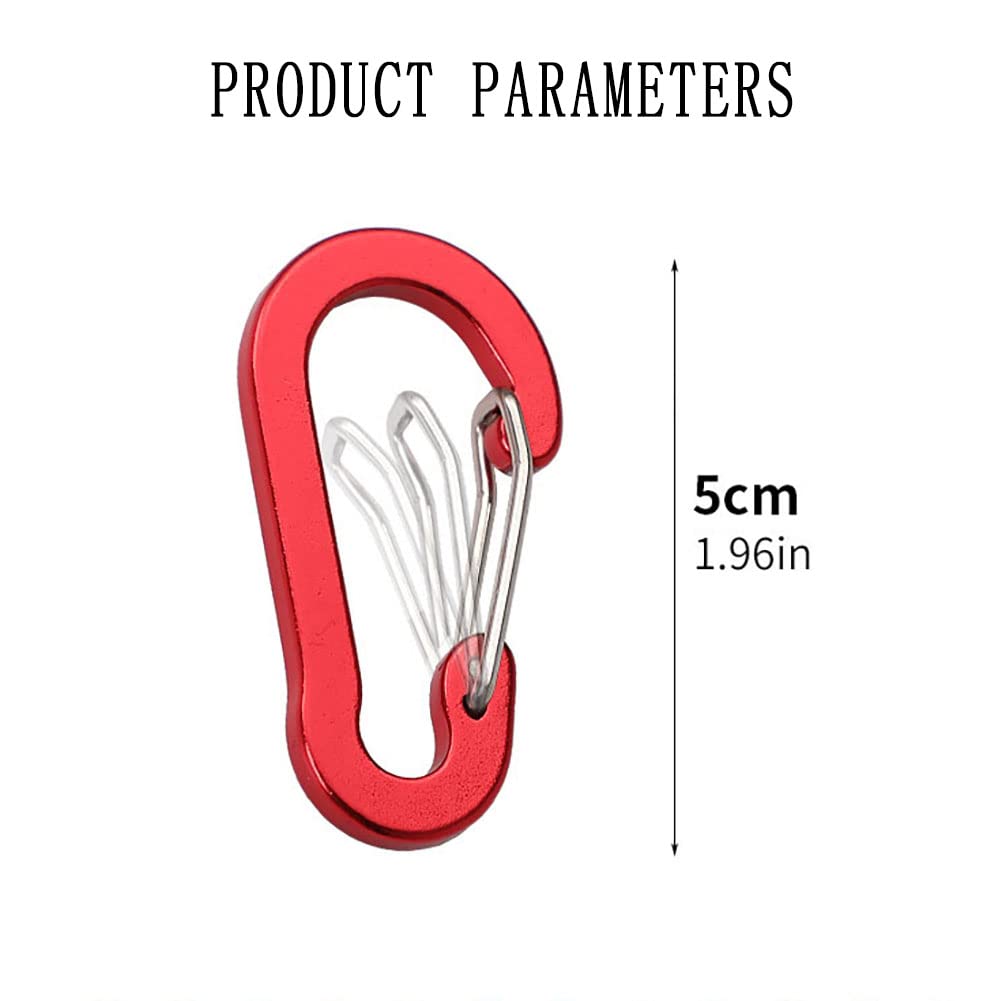 6 Pack Small Multi-Use Carabiner Clip, Aluminum Alloy Lightweight D-Shape Spring Clip, for Keychain Climbing Fishing Hiking Outdoor, Multi-Colored