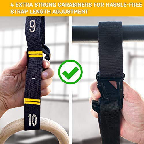 Double Circle 1.1 Inch Wooden Gymnastics Rings with Straps - Calisthenics Equipment