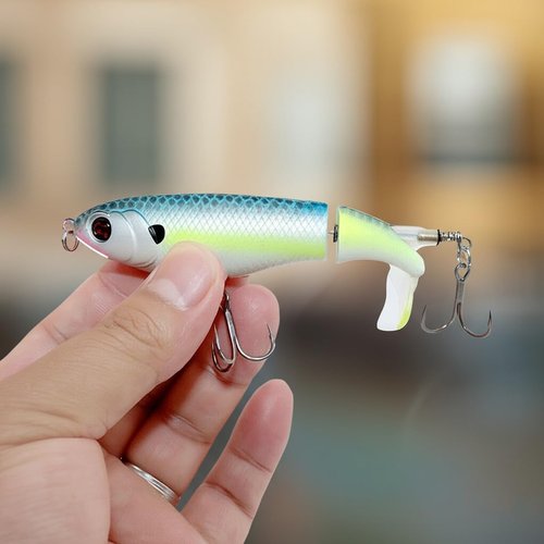 SENPHE 5PCS Topwater Fishing Lures for Bass Fishing with Storage Box, Whopper Popper Fishing Lure Catfish Pike Perch, Floating Pencil Bass Bait with Rotating Tail Freshwater (Box-A(5PCS))
