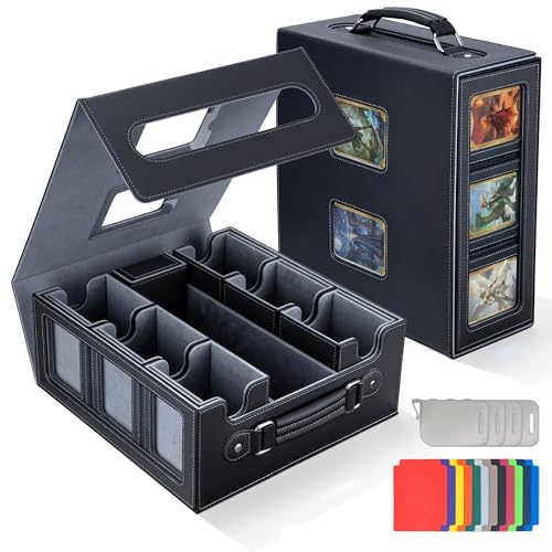 MTG Commander Deck Box with Handle for 6 Decks, Card Organizer & Storage