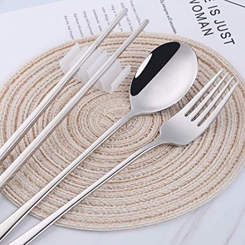 3 PCS Outdoor Flatware Set Fork Spoon Chopsticks/Travel Flatware Set with a Case