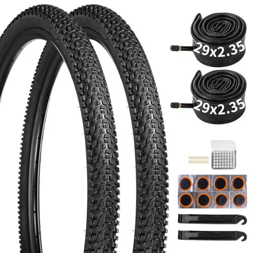 29x2.35 Mountain Bike Tire Set with Tubes & Repair Kit - Durable All Terrain Replacement - Variation of THIS listing