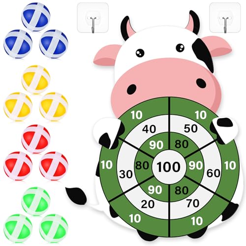 Cow Dart Board Game Set for Kids and Adults - Farm Party Favors 31x24 - Variation: Cow