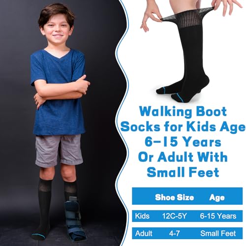 4 Pairs Kids Replacement Sock Liner for Walking Boots Cast Socks Compatible with Aircast Walker Brace for Kids