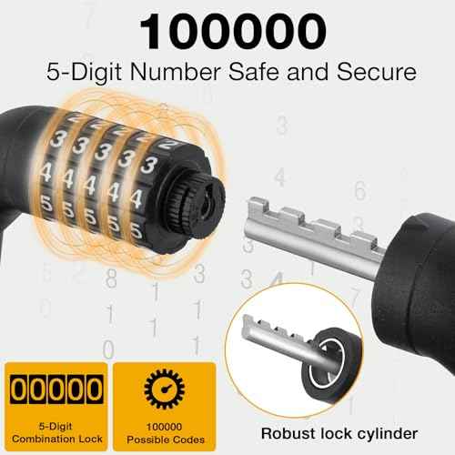 E Scooter Lock£¬Bike Lock 5-Digit Combination Lock 4 Feet Bike Locks Cable Heavy Duty Anti Theft Cable Locks with Mounting Bracket for Xiaomi M365/Max/GXL/Ninebot/Segway Scooter/Moto/Bicycle