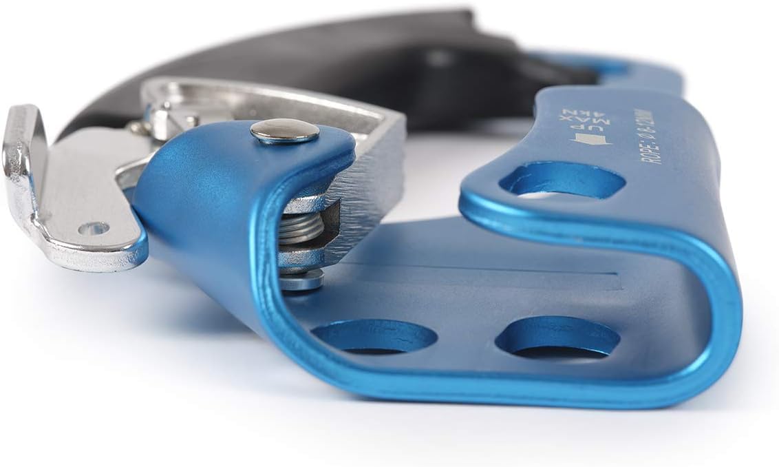 Right Hand Ascender - Strong Climbing Equipment with Ergonomic Rubber Handle and Steel Cam - Best Used with 8-12mm Rope - Sport Climber, Arborist, and Mountaineering Safety Tool with Decal