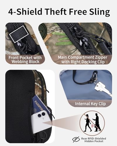 Anti-Theft Crossbody Bag RFID Blocking Water Resistant Sling Backpack Camouflage