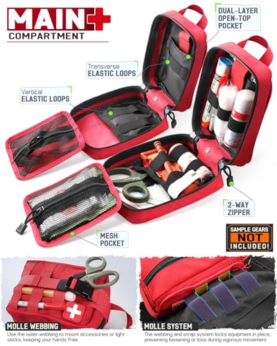 Red 5.7x3.4x7.9 Inch 1000D Nylon First Aid Bag Emergency EMT Pouch