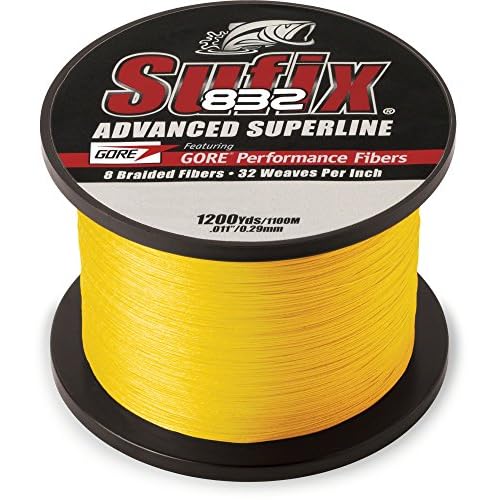 Sufix 832 Braid 40 lb Hi-VIS 660-340Y: 832 Braid 40 lb Hi-VIS Yellow, One Size