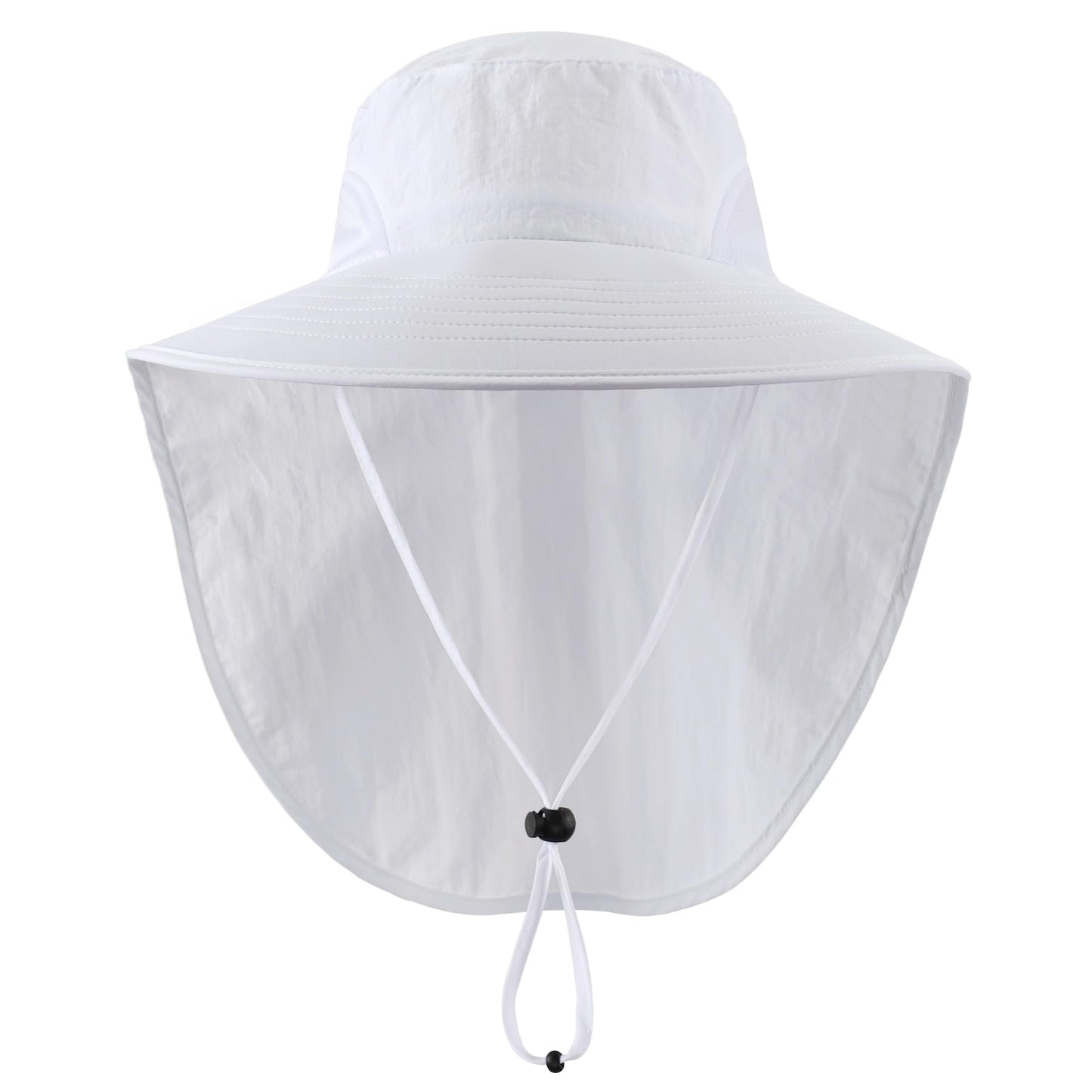 Home Prefer Outdoor UPF50+ Sun Hat Wide Brim Mesh Fishing Hat with Neck Flap (White)