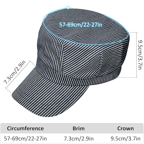 Blue and White Railroad Engineer Hat Train Conductor Adult Hat