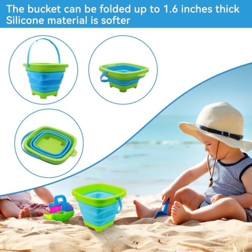 2PCS Collapsible Fishing Nets with Buckets - Telescopic Youth Fish Catching Set - Orange & Green