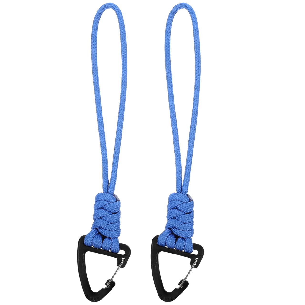 HANABASS 2pcs Keychain with Carabiner Triangle Buckle Keys Lanyard Cord Wrist Strap Parachute Rope D-Locking Keyring Clip for Water Bottle Keys Backpack