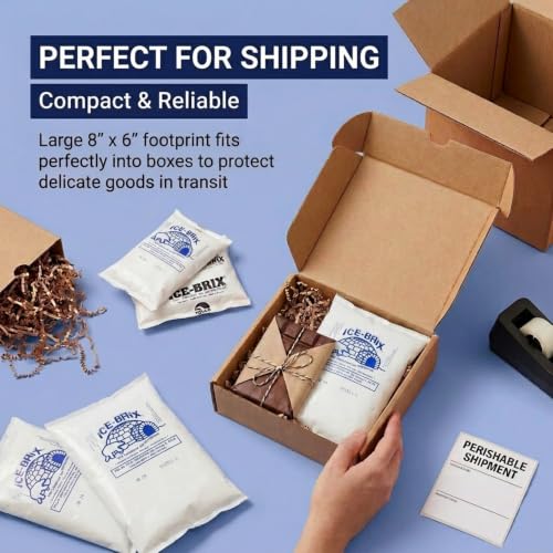 Medium Reusable Gel Ice Packs for Shipping - 8x6 Inches, 24 oz, 12 Pack