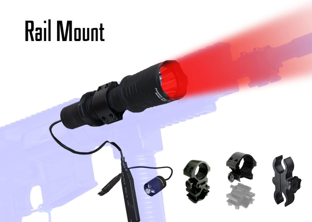 Orion H30 Red Premium Long Range Predator Hog Varmint Hunting Rechargeable Flashlight Light Kit with Mounts Remote Pressure Switch