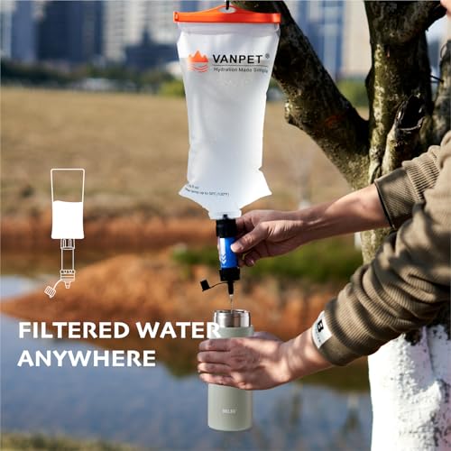Upgrade Water Bag 2L Compatible with Sawyer Squeeze Water Filter, Durable TPU Material, BPA & PVC Free Squeeze Pouch, Collapsible Hydration Canteens for Camping Hiking Cycling (2L)