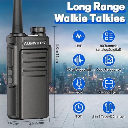 Walkie Talkies Long Range for Adults,Rechargeable UHF Handheld Strong Encrypted Handheld Two Way Radios Walky Talky with Noise Reduction,VOX and USB-C Charger for Camping Hiking Hotel,2Pack