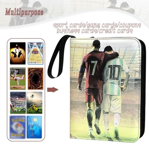Soccer Card Binder - 900 Capacity 9-Pocket Album, Waterproof PU Leather, Black - Perfect for Collectors & Kids