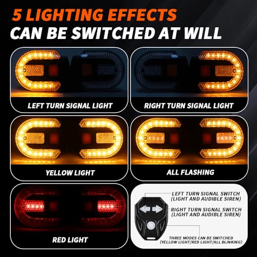 Wireless Bicycle Turn Signal Lights with Remote Control - Waterproof 5 Modes USB Charging