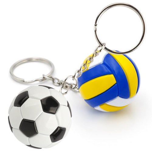 Ulteptus Creative mini PU leather simulation (basketball, football, baseball, volleyball) souvenir pendant, key chain、keyring (Football and volleyball)
