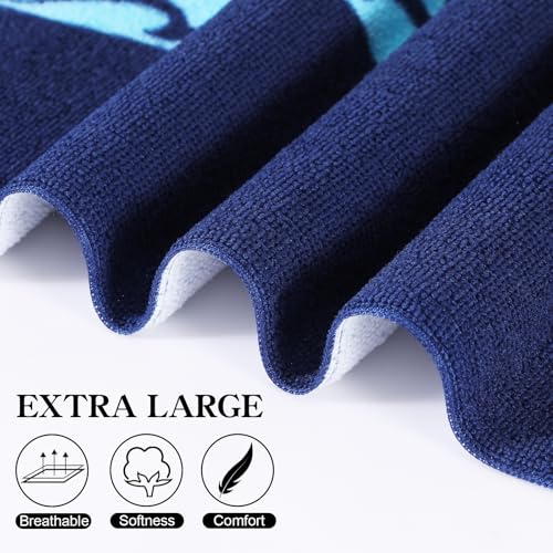 Genovega 2 Packs Oversized Beach Towel Set 36 x 72 in Large Big Pool Camping Swim Clearance Soft Towels Travel Essentials Accessories Must Haves Vacation Necessities Adult Gifts Shark Turtle