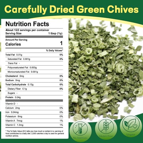 Dried Chive Flakes - Natural Seasoning for Soups & Cooking, 4.3 oz