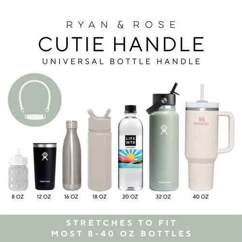 Ryan & Rose Water Bottle Handle - Water Bottle Sling, Carrier, Holder with strap - Soft Durable Silicone - Fits Most 8-40oz Bottles - Compatible Stanley Cup Accessories (Smoothie)