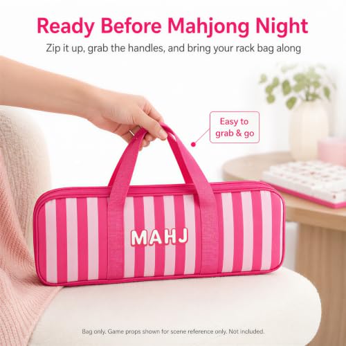 Light Pink Mahjong Rack Bag for Storage of Racks and Pushers - 19.7 x 6.3 x 2.4 Inch