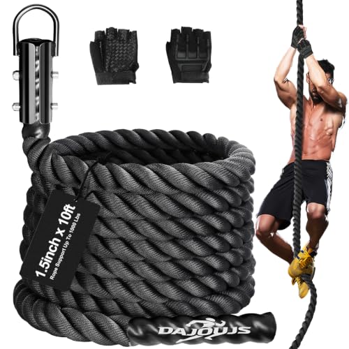 1.5 Inch Diameter Climbing Rope Gym Workout - 10ft Heavy Duty Exercise Rope for Indoor & Outdoor Fitness