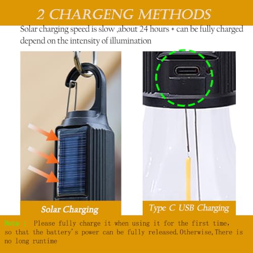 4Pack Solar Camping Lanterns Rechargeable Hanging Tent Lights - Warm