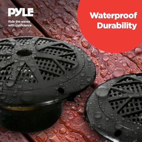 Pyle Marine Headunit Receiver Speaker Kit - In-Dash LCD Digital Stereo Built-in Bluetooth & Microphone w/ AM FM Radio System 5.25¡¯¡¯ Waterproof Speakers (2) MP3/SD Readers & Remote Control-PLMRKT46BK