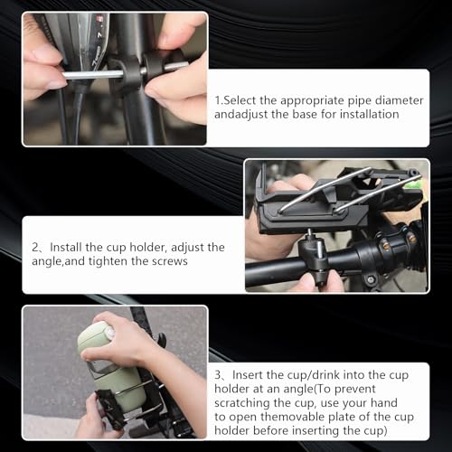 Adaptive Cycling Bottle Holder Motorcycle Water Bottle Holder Bicycle Cup Hold-er for Diameter 2'' - 3'' Cup(Black)