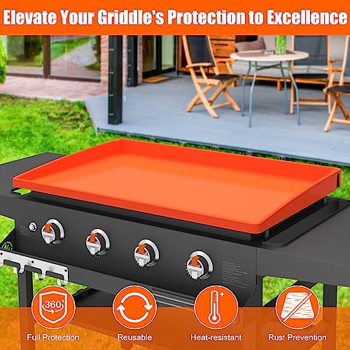 Orange Silicone Griddle Mat Cover for 36 Inch Blackstone - All-Season Food Grade Grill Protector