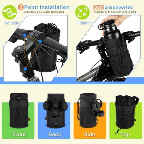 Desing Wish Ultra Thin Bike Water Bottle Holder for Handlebar 24-32 oz Bike Cup Holder with Removable Fastener Straps Bike Bottle Holder for Mountain Bike, Road Bike, eBike, Scooter