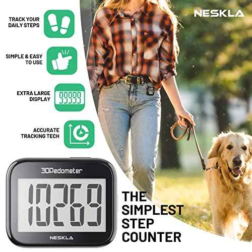 3D Pedometer for Walking, Simple Step Counter with Large Digital Display, Step Tracker with Removable Clip Lanyard, Accurately Track Steps for Men Women Kids Adults Seniors