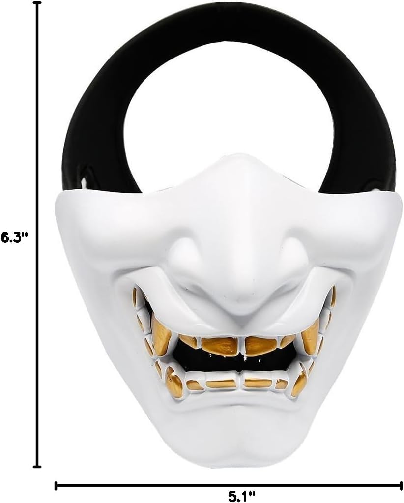 ATAIRSOFT Halloween Costume Cosplay BB Gun Evil Demon Monster Kabuki Samurai Hannya Oni Half Cover Airsoft and Prop Mask