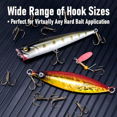 Bronze 4/0 Treble Fishing Hooks - 30 Pack, Saltwater & Freshwater