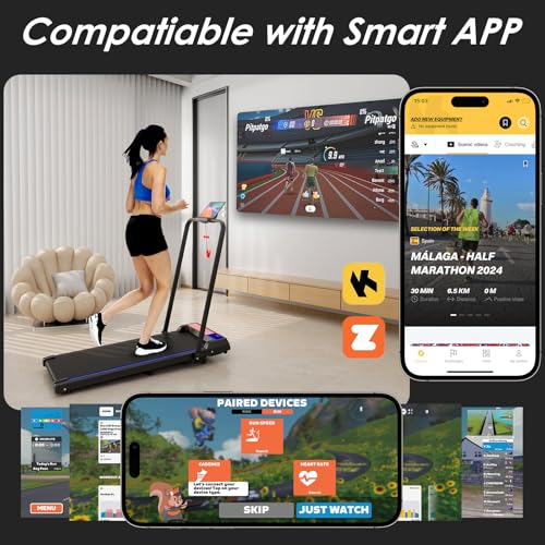 Treadmill Under Desk Walking Pad,2 in 1 Folding Treadmill for Home/Office with Remote Control and APP，Flag