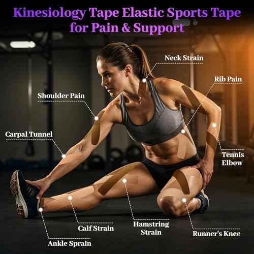 Pro VityElk Kinesiology Tape Uncut Elastic Sports Tape for Muscle Pain Relief & Support - Breathable Waterproof Athletic Tape for Joints, Back, Knees - 2In x 16.4ft /Roll (Brown 2 Roll)