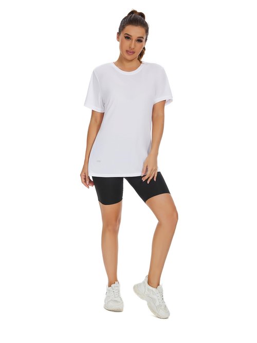 bpbtti Women's Short Sleeve T-Shirts UPF 50+ Sun Protection Shirts Quick Dry Athletic Running Workout Tops (White, X-Large)