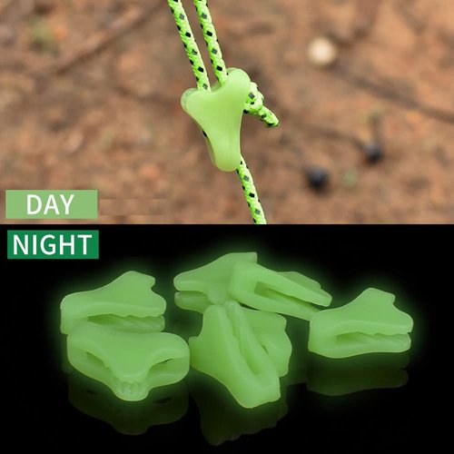 UtySty 20 Pack Ultralight Guyline Tensioners Tent Rope Tensioner Guy Line Tightener Adjuster Fluorescent Buckles Fastener for Utility Rope Shelter Canopy Tarp Paracord Ropes Tie Down Rope