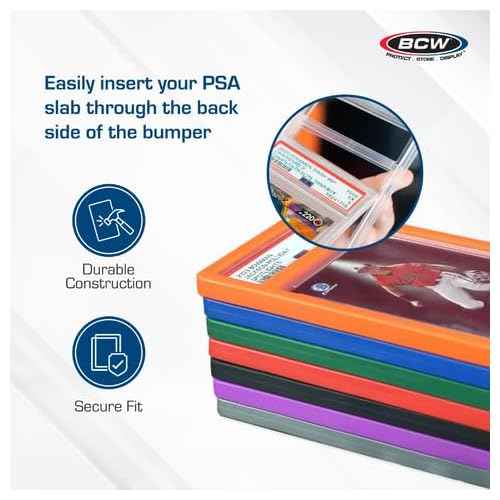 BCW Graded Card Slab Bumpers - Blue | TPE Edge Protectors for PSA Slabs (2017?Current) | Secure Fit & Easy Grip | Pack of 6 Bumpers for PSA-Graded Card Cases | Collector-Grade Protection