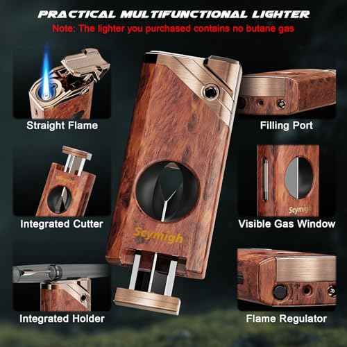 All-in-one Torch Lighter with Tool, Holder, Windproof Flame, Refillable Butane Jet Flame Lighter, Multifunctional Accessories, Gifts for Men, Cool Lighters for Candle, Outdoor (Without Gas)