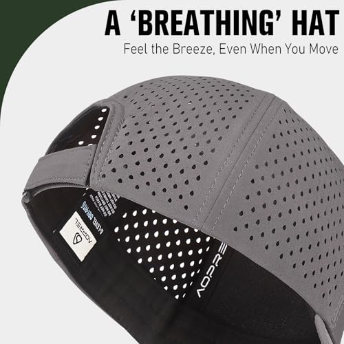Breathable Mesh Baseball Cap for Men Women - Quick Dry Adjustable Sport Hat - Black & Gray, Large-X-Large