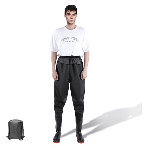 Waders with Boots for Men PVC Waterproof Fishing Hunting in Surfing Snow Removal Disaster Prevention Car Washing (black, M9/W11)