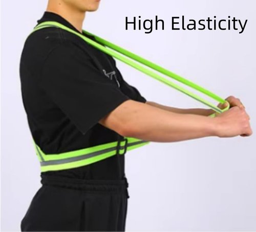 DLTWXY Running Reflective Vest Elastic Adjustable Reflective Vest 2 Pieces with 4 High-Visibility Reflective Belts for Nighttime Running Biking Motorcycle Dog Walking fits Men Women Kids (Green)